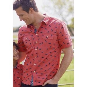 Matilda Jane Joanna Gaines Horse Print Shirt Mens Small Short Sleeve‎ Button